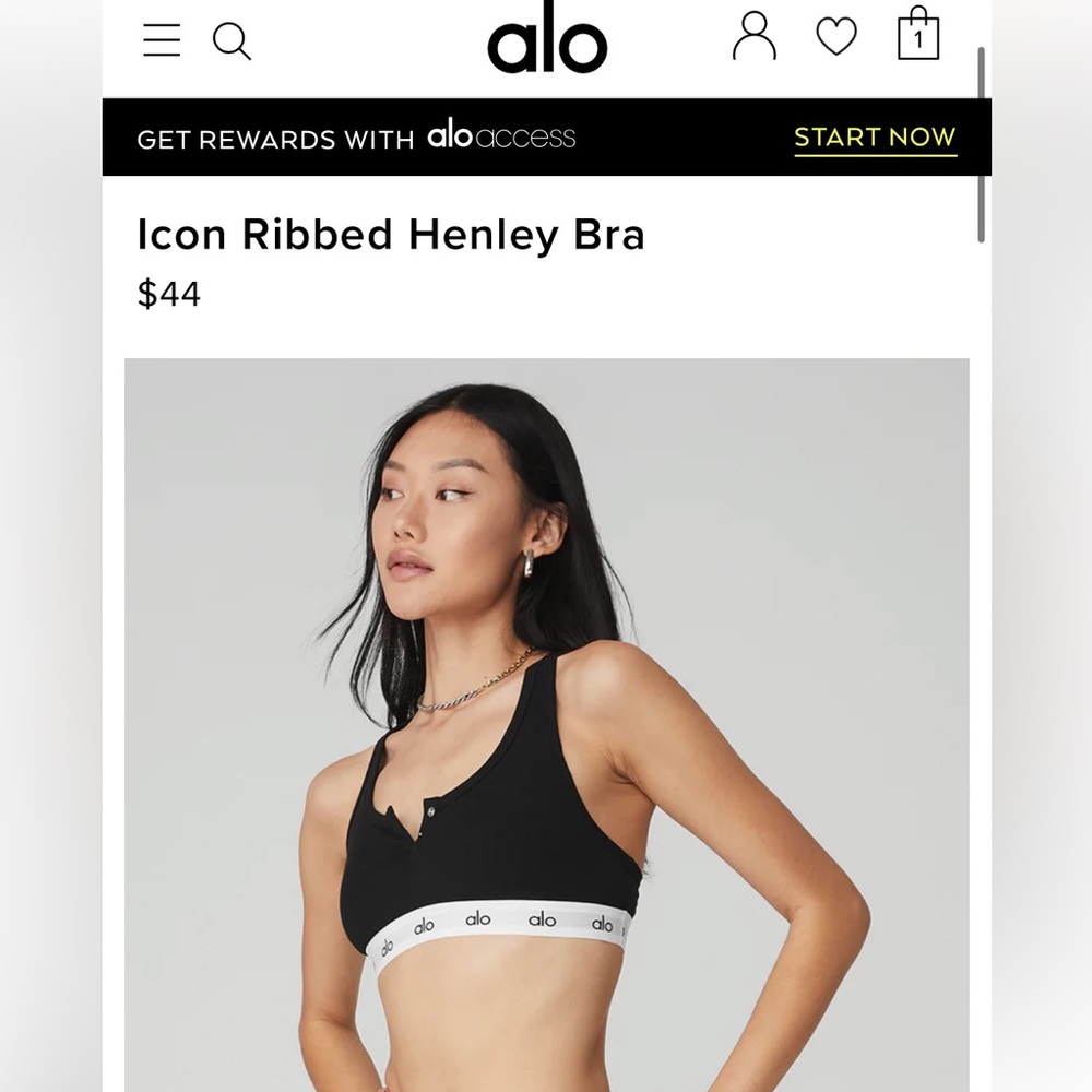 Alo Icon Ribbed Henley Bra in Dark Pink 💕